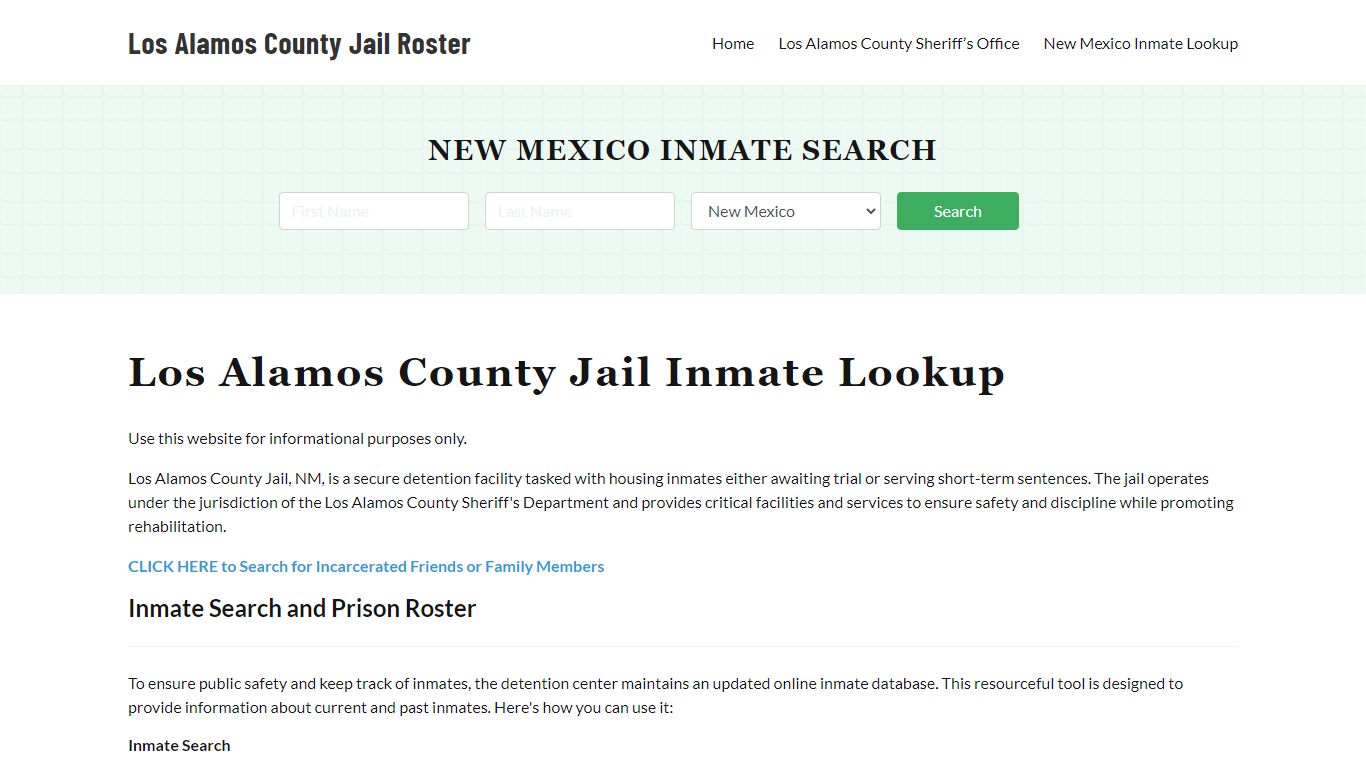 Los Alamos County Jail Roster Lookup, NM, Inmate Search