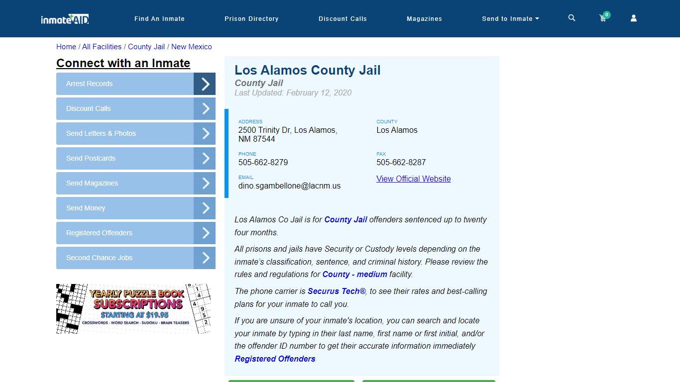 Los Alamos County Jail - Inmate Locator