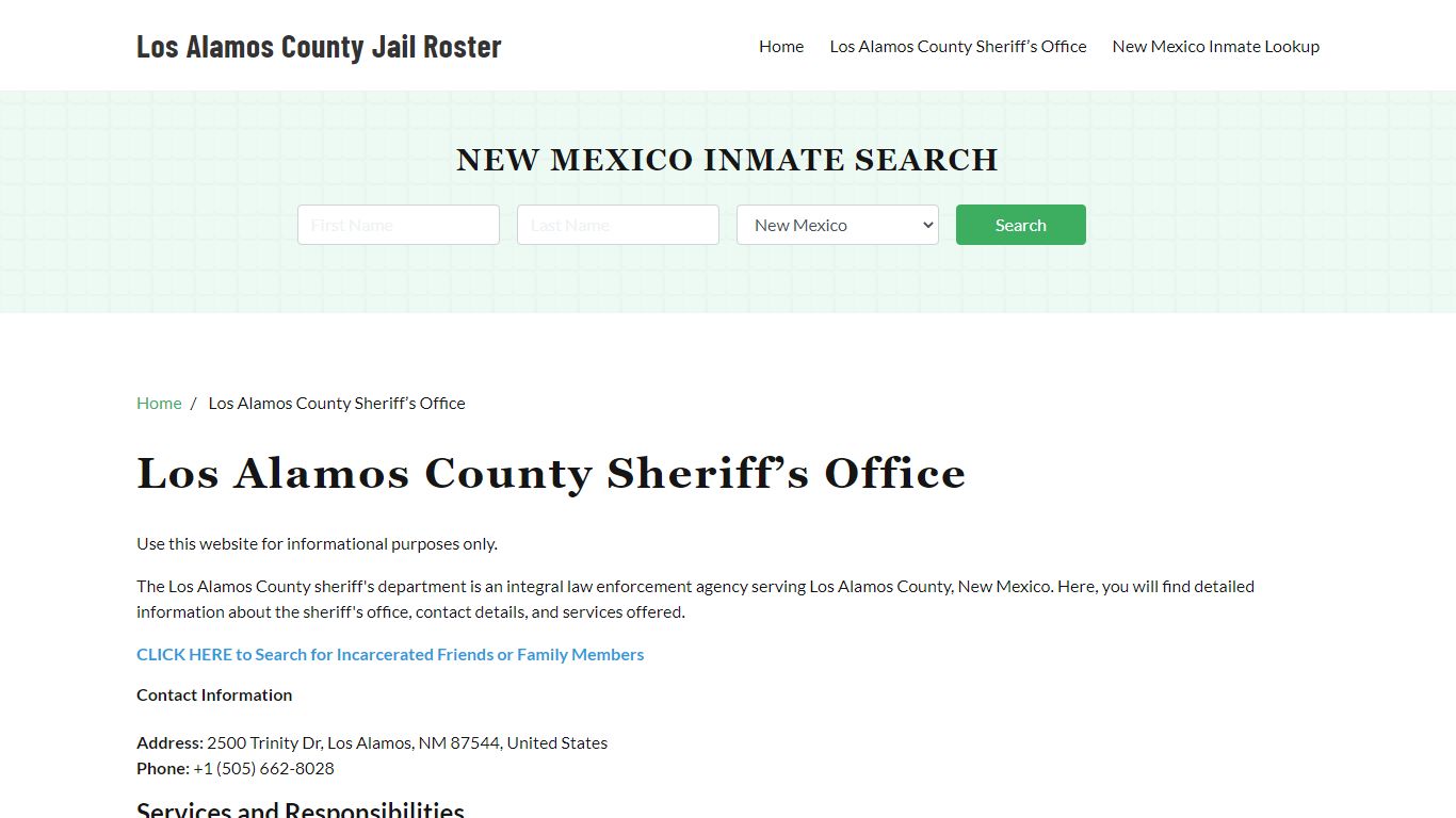 Los Alamos County Sheriff Office, NM, Arrest Warrants Search